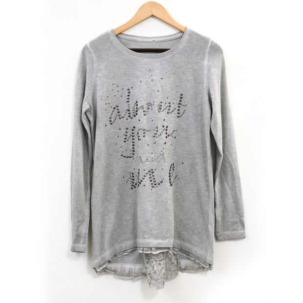 Free People Silver Studded Embellished Tunic Top