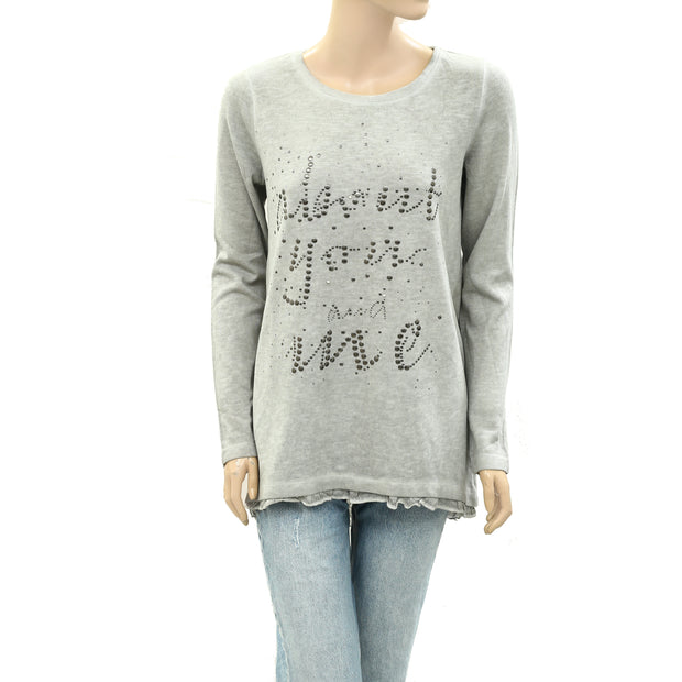 Free People Silver Studded Embellished Tunic Top