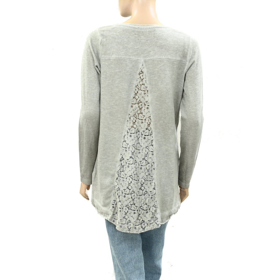 Free People Silver Studded Embellished Tunic Top