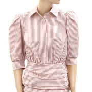 Maeve Anthropologie Fitted Ruched Mini Shirt Dress