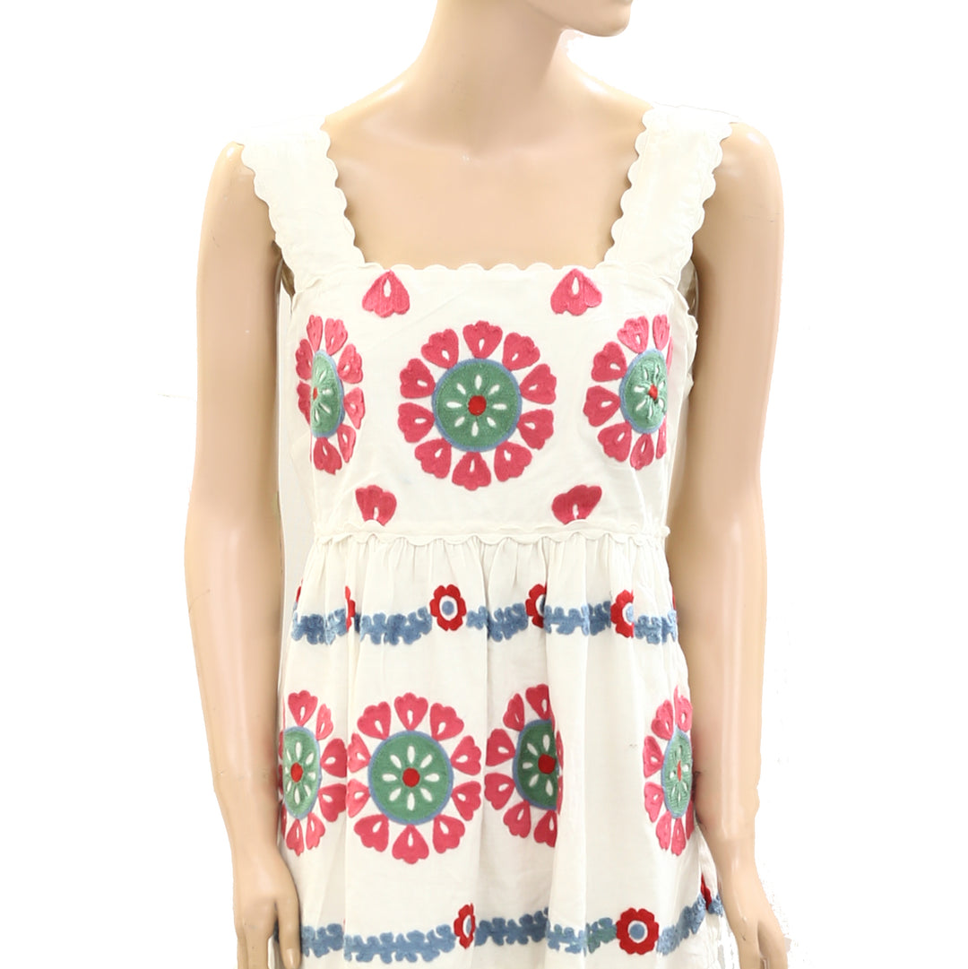 Sezane Floral Embroidered Patchwork Mini Dress