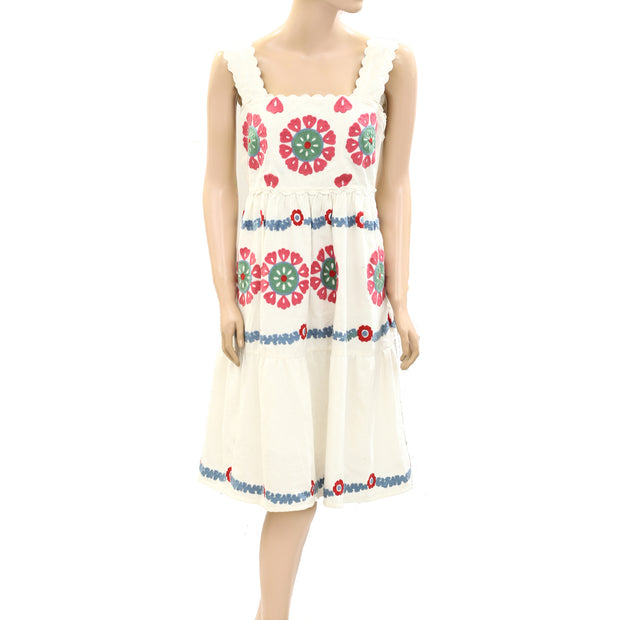 Sezane Floral Embroidered Patchwork Mini Dress