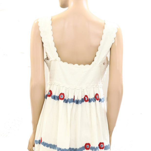 Sezane Floral Embroidered Patchwork Mini Dress