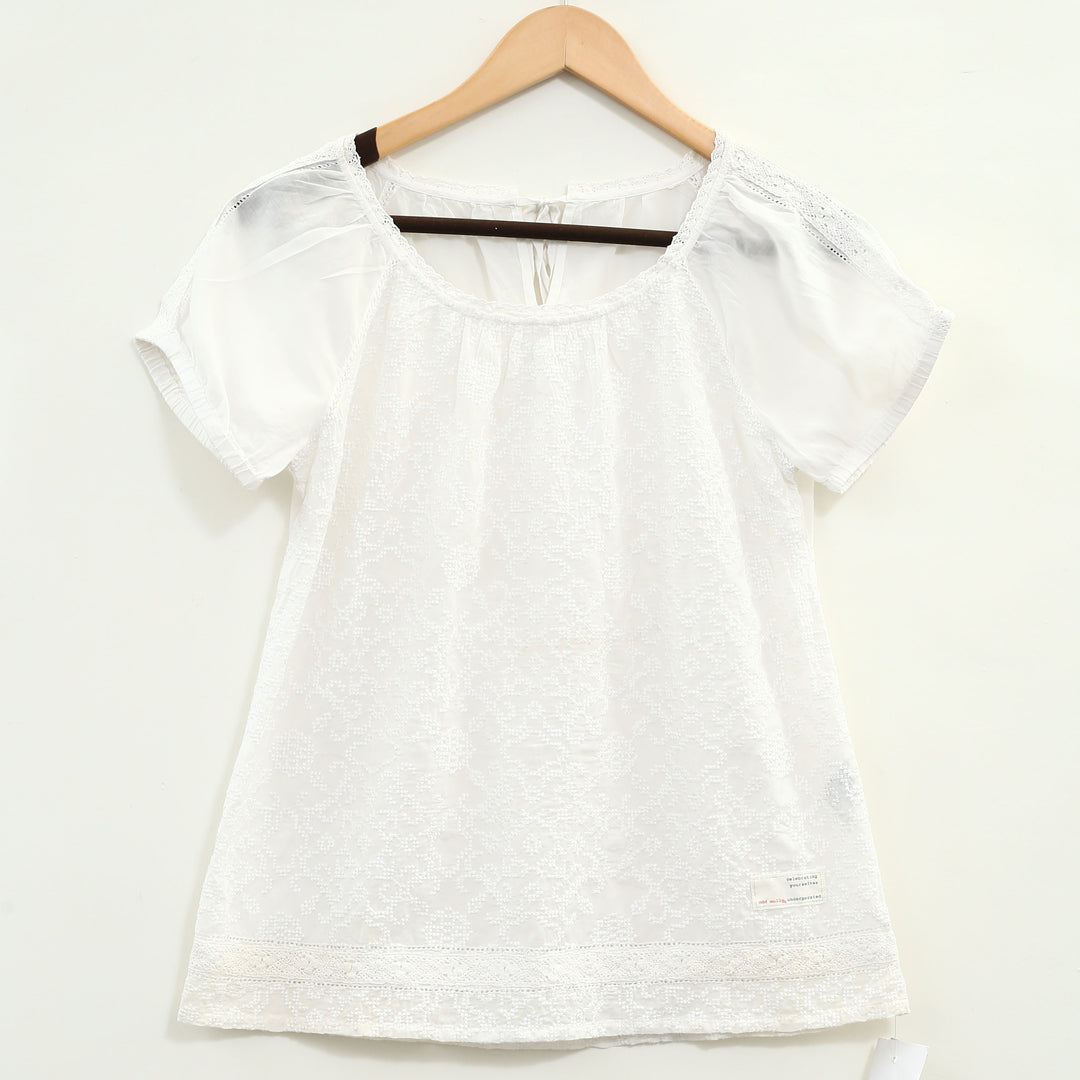 Odd Molly Anthropologie Embroidered White Blouse Top