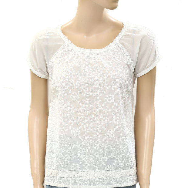 Odd Molly Anthropologie Embroidered White Blouse Top