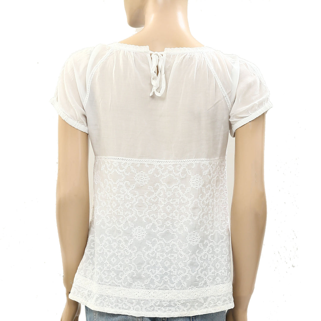 Odd Molly Anthropologie Embroidered White Blouse Top