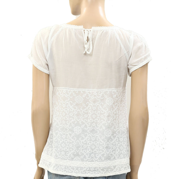 Odd Molly Anthropologie Embroidered White Blouse Top