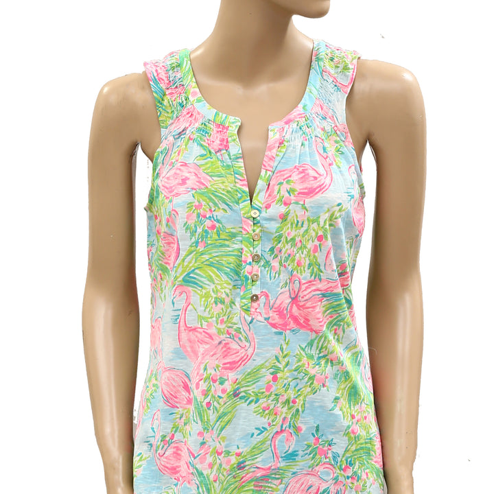 Lilly Pulitzer Essie Flamingo Florida Print Tank Blouse Top