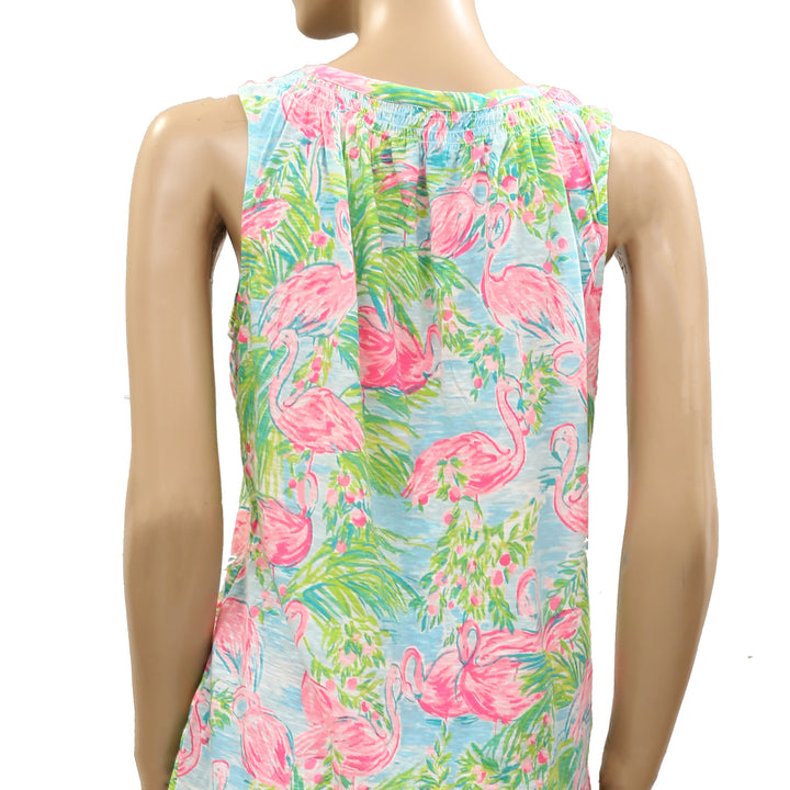 Lilly Pulitzer Essie Flamingo Florida Print Tank Blouse Top
