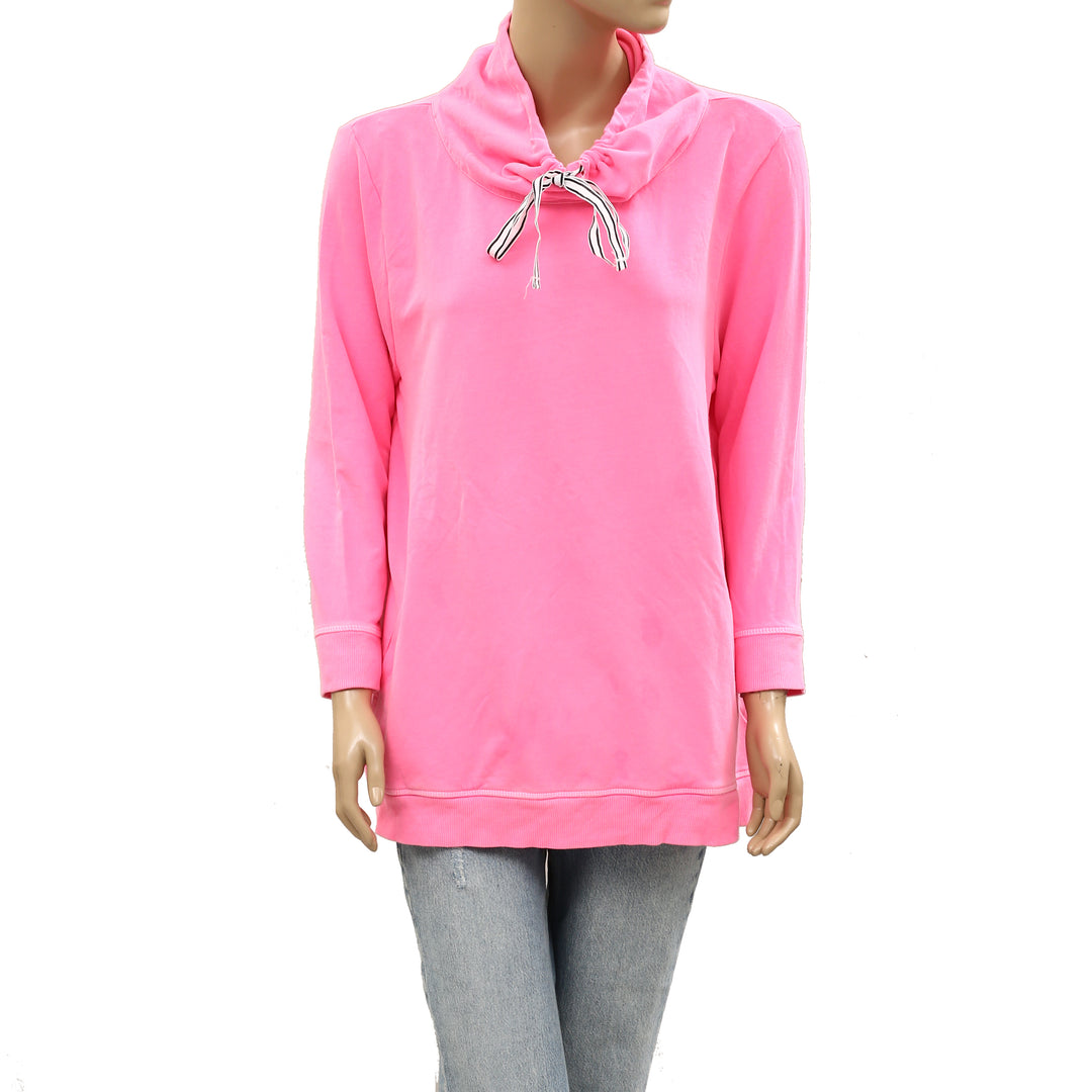 Talbots Garment Dyed Funnel Neck Pullover Sweatshirt Top