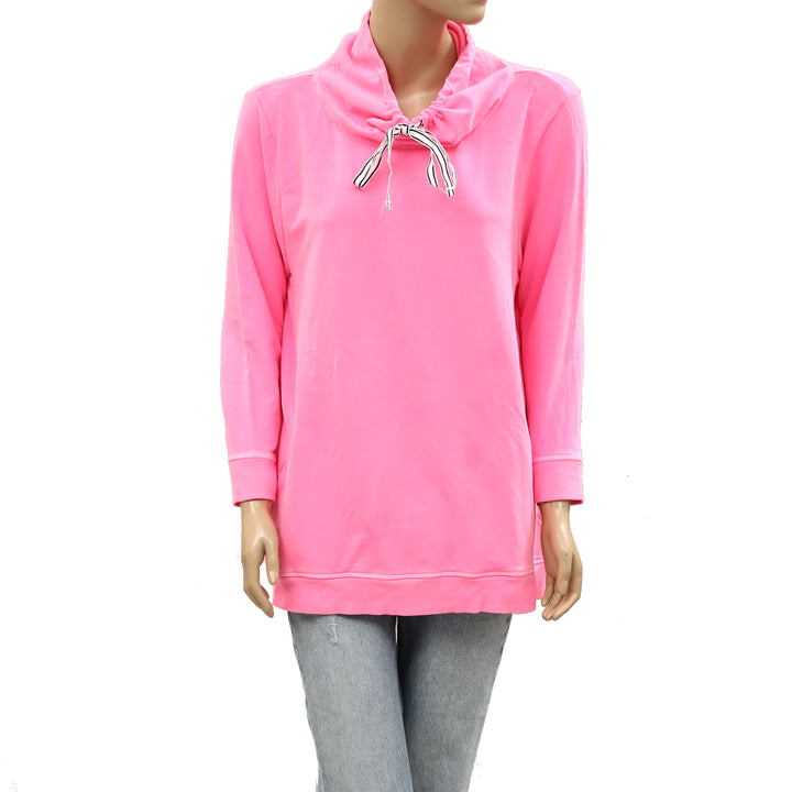 Talbots Garment Dyed Funnel Neck Pullover Sweatshirt Top