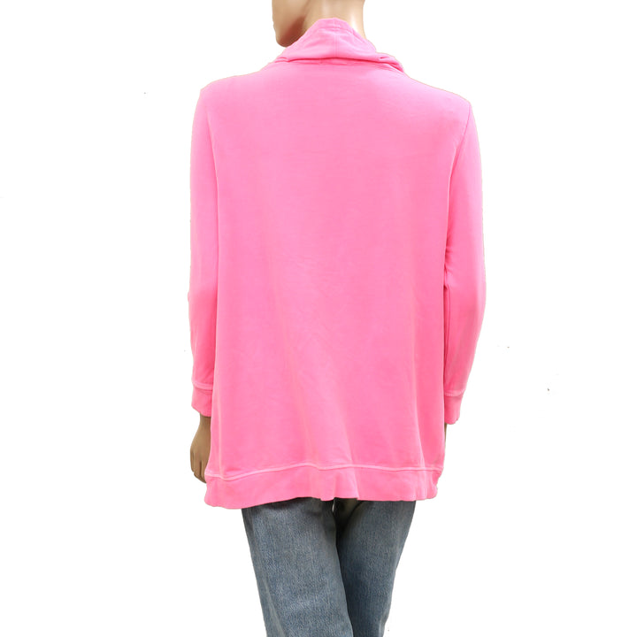 Talbots Garment Dyed Funnel Neck Pullover Sweatshirt Top