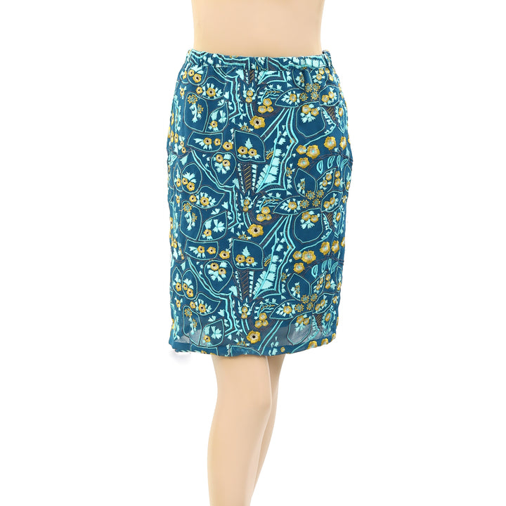 Anthropologie Floral Embroidered Skirt