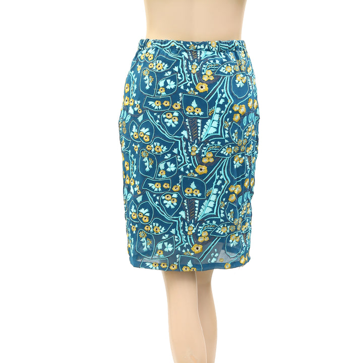 Anthropologie Floral Embroidered Skirt