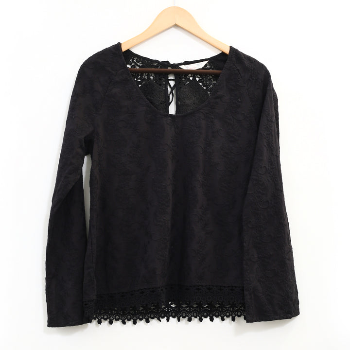 Odd Molly Anthropologie Embroidered Crochet Lace Blouse Top