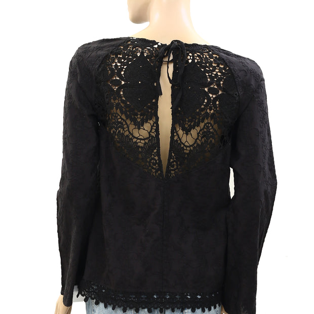 Odd Molly Anthropologie Embroidered Crochet Lace Blouse Top