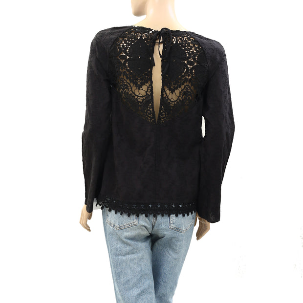 Odd Molly Anthropologie Embroidered Crochet Lace Blouse Top