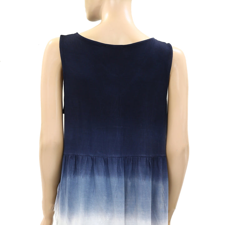 Ricki's Dip Dye Embroidered Peplum Tunic Top