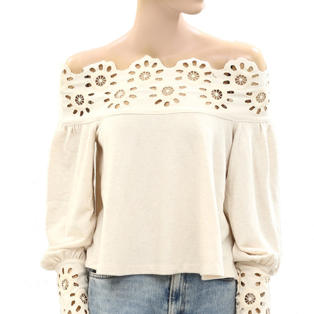 Maeve Anthropologie Eyelet Babydoll Blouse Top