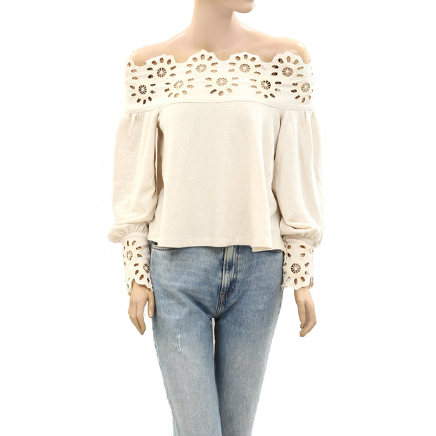 Maeve Anthropologie Eyelet Babydoll Blouse Top