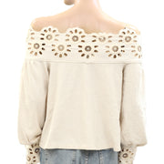 Maeve Anthropologie Eyelet Babydoll Blouse Top