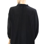 Denim &amp; Supply 纯色黑色衬衫束腰上衣