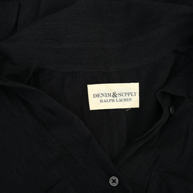 Denim &amp; Supply 纯色黑色衬衫束腰上衣