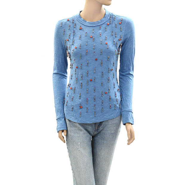 Anthropologie Pilcro Bead Embellished Tee Tunic Top