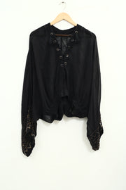 Free People Sequin Embellished Studded Blouse Top