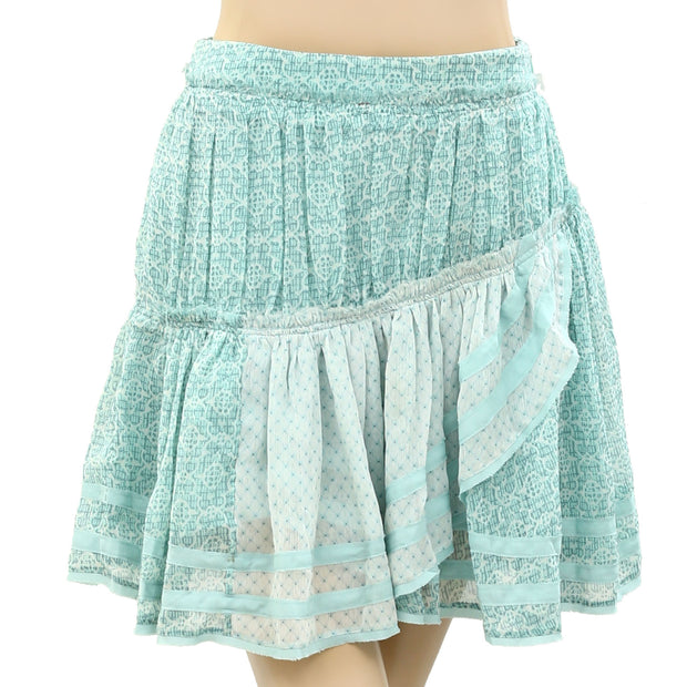 Free People Annabel Lee Ruffle Printed Mini Skirt