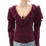 By Anthropologie Long-Sleeve Ruffle Blouse Top