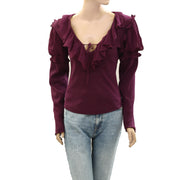 By Anthropologie Long-Sleeve Ruffle Blouse Top