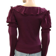 By Anthropologie Long-Sleeve Ruffle Blouse Top