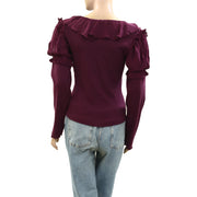 By Anthropologie Long-Sleeve Ruffle Blouse Top