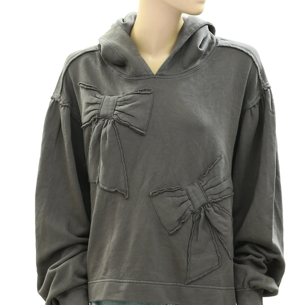 Free People Bow Sweatshirt Hoodie Top