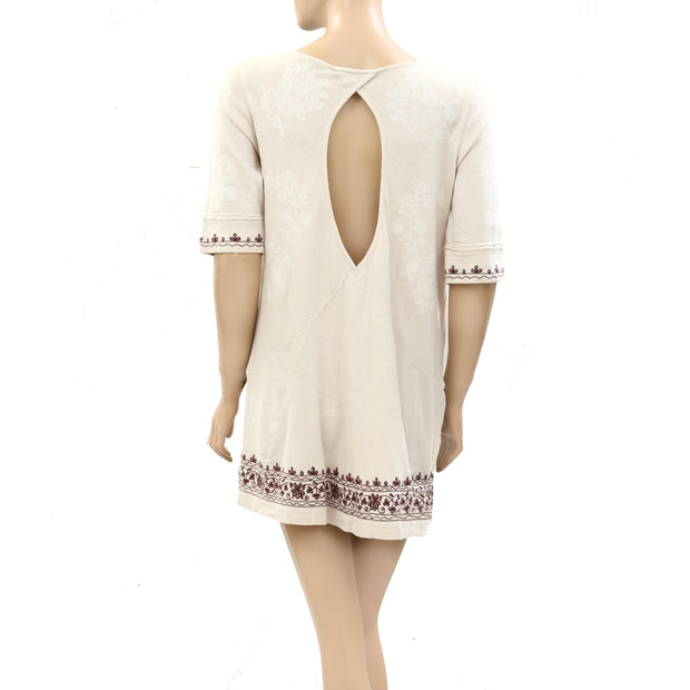 Free People Floral Embroidered Tunic Dress