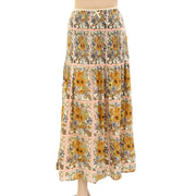 Urban Outfitters UO Shirred-Stretch Sunflower Maxi Skirt