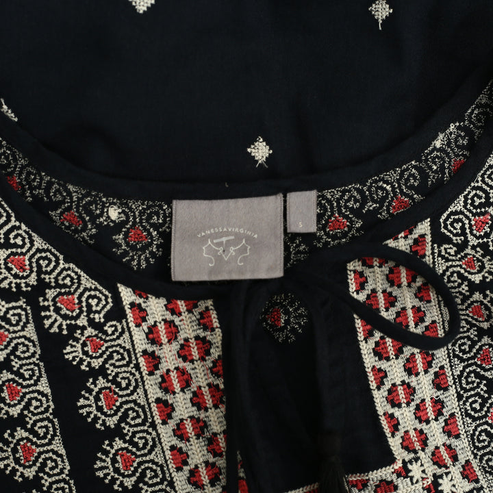 Vanessa Virginia Anthropologie Embroidered Stitched Medallions Top