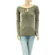 Free People With Love Lace Embroidered Blouse Top