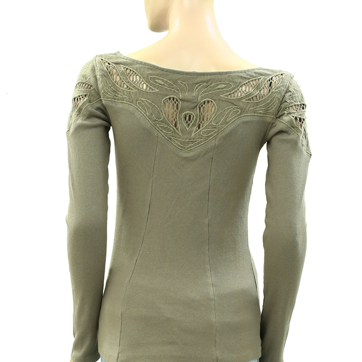 Free People With Love Lace Embroidered Blouse Top