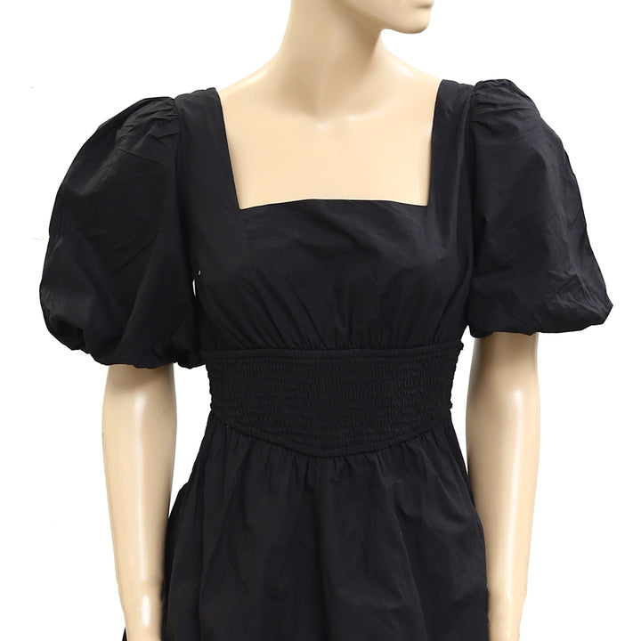 Maeve Anthropologie Puff-Sleeve Smocked Romper