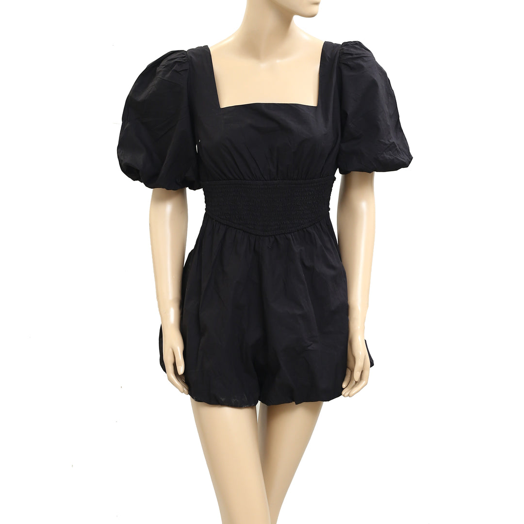 Maeve Anthropologie Puff-Sleeve Smocked Romper