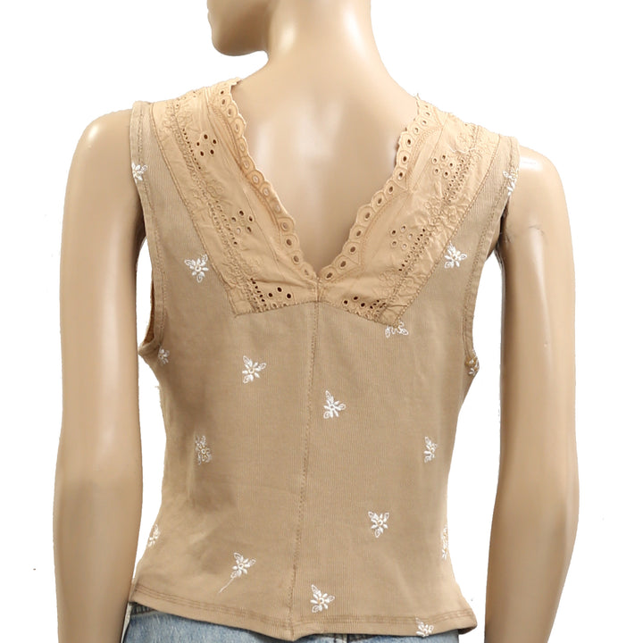 Free People Gesibelle Embroidered Blouse Top