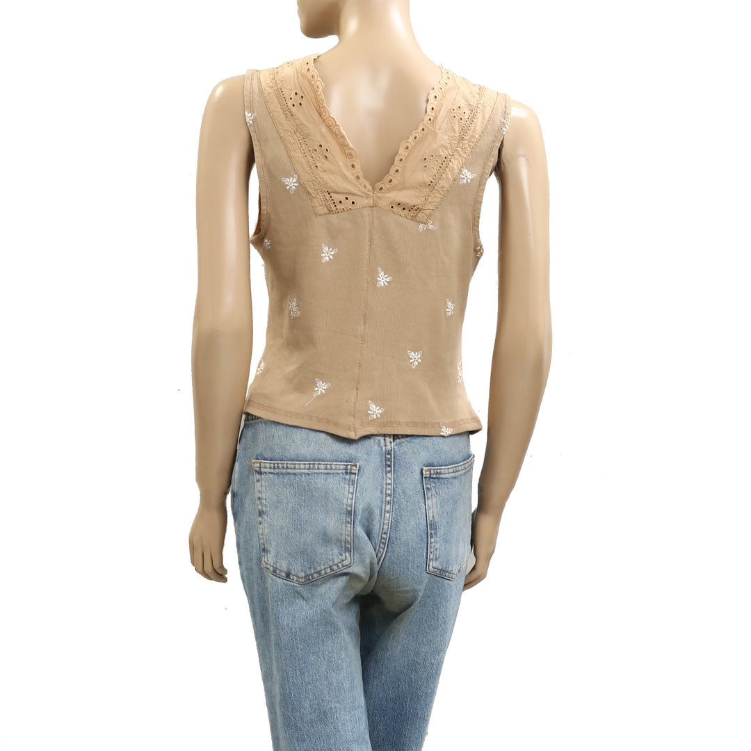 Free People Gesibelle Embroidered Blouse Top