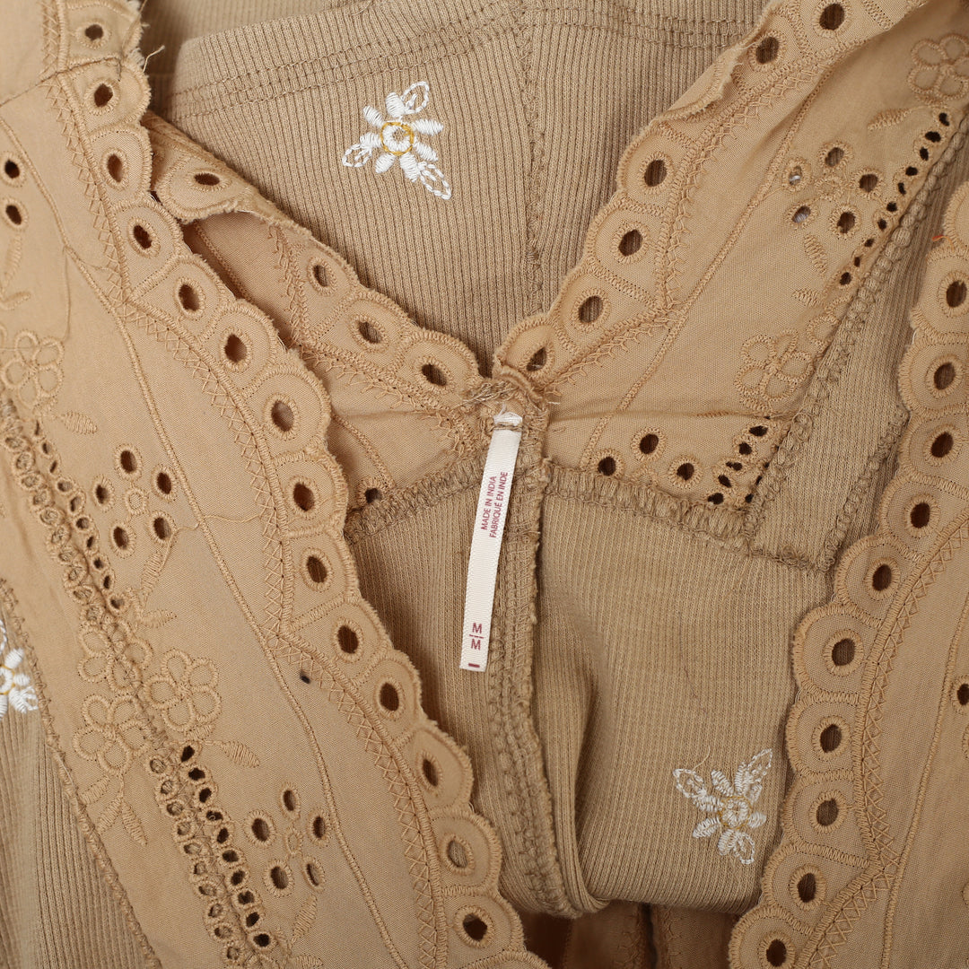 Free People Gesibelle Embroidered Blouse Top