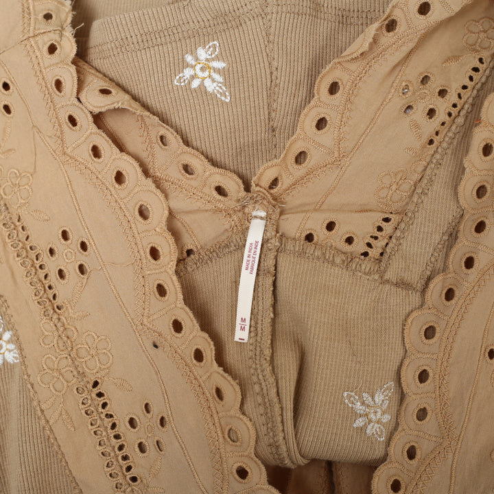 Free People Gesibelle Embroidered Blouse Top