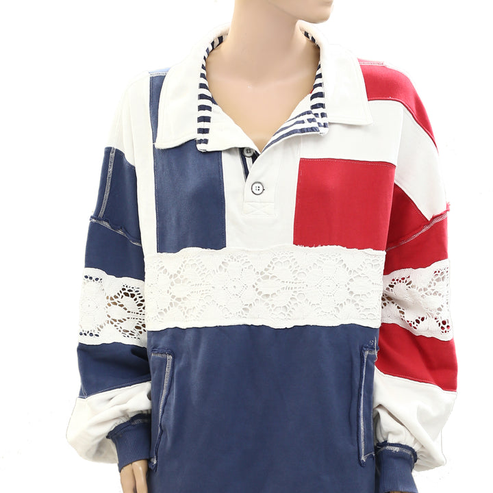 Free People We The Free American Dream Polo Pullover Top