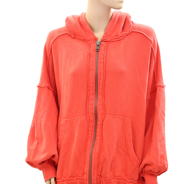 Free People Lucky Zip Up Hoodie Jacket Top