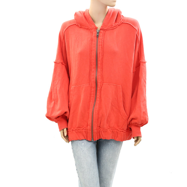 Free People Lucky Zip Up Hoodie Jacket Top