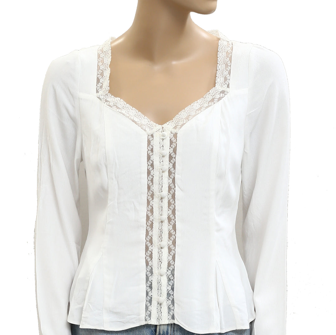 Free People Leylah Lace Blouse Top
